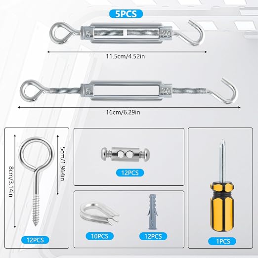Turnbuckles for Cables Wire, 1/8" X 100Ft Blue PVC Coated Wire Rope Kit - Image 2
