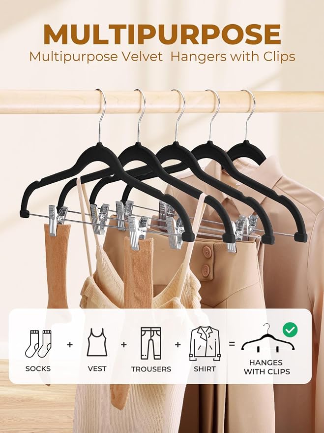 HOUSE DAY Velvet Skirt Hangers 24 Pack, Space Saving Slim Shorts Hanger - Image 2