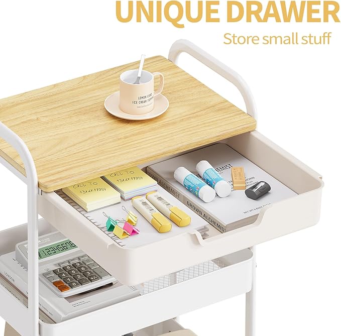 TOOLF 3-Tier Metal Utility Rolling Cart - Image 3