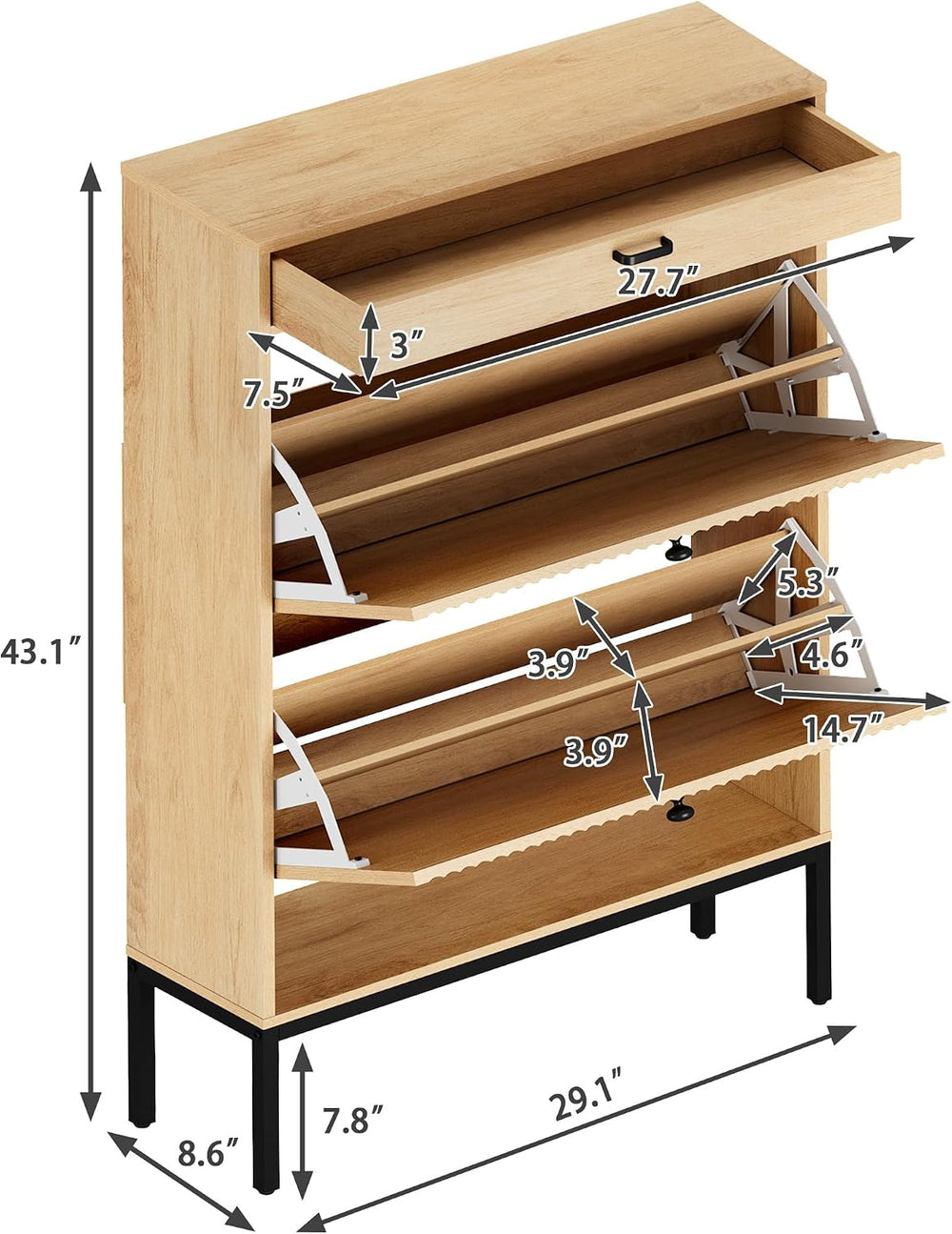XIAO WEI Shoe Cabinet, Natural Semi Circle Rattan Shoe Storage Organizer Cabi...