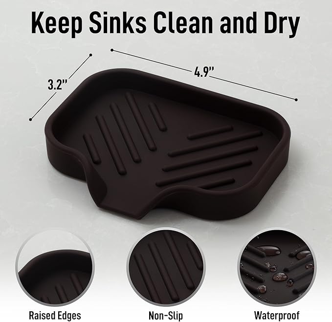 Zulay Kitchen Small Silicone Sponge Holder – Space-Saving Sink Organizer Tray - Image 4