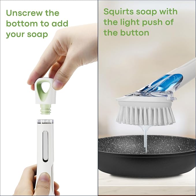 RIMAY Dish Brush with Soap Dispenser Storage Set, Soap Dispensing Dish Brush - Image 6