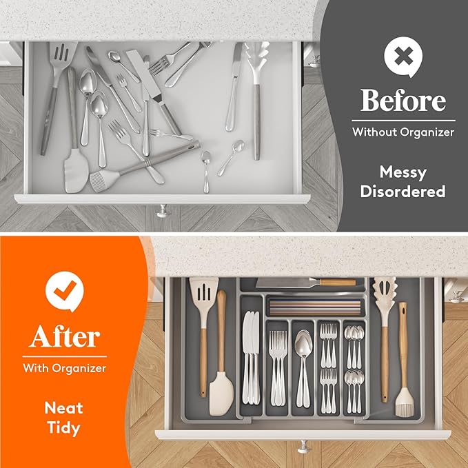 Lifewit Silverware Drawer Organizer, Expandable Utensil Organizer - Image 7