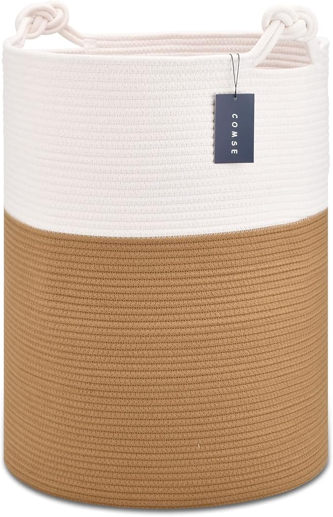 COMSE Extra Large Blanket Basket, Tall Woven Storage Basket, Nursery Hamper by COMSE