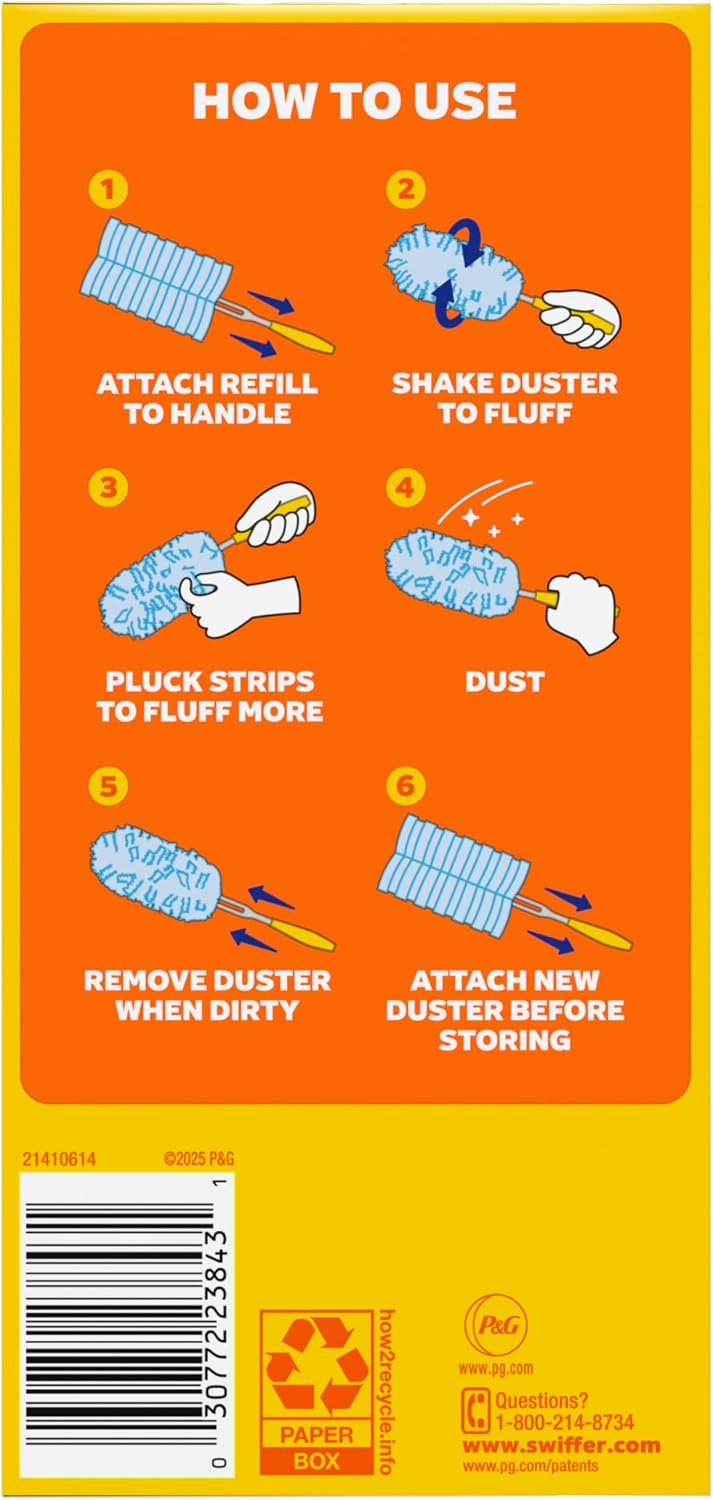 Dusters Refill for Cleaning, Feather & Microfiber Duster Disposable Alternative, for Dusting Furniture, Blinds, Ceiling Fans, Walls, Helps Remove Allergens, New Lemon Scent, 18ct