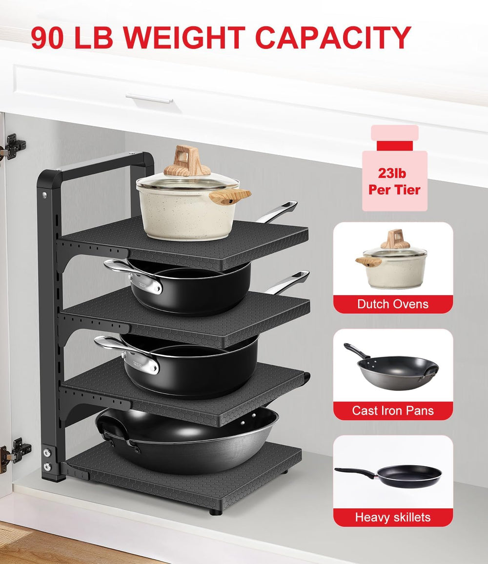 Pots and Pans Organizer under Cabinet, Heavy Duty Pan Organizers for Cabinet ...