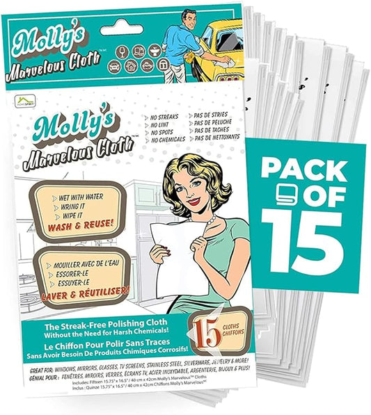 Molly's Marvelous Cloth, Streak-Free, Lint-Free Microfiber Cleaning Cloth by HomeSpirit