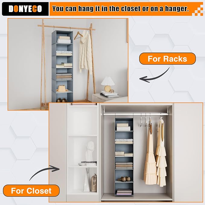 Hanging Closet Organizer and Storage 6-Shelf, Easy Mount Foldable Hanging - Image 5