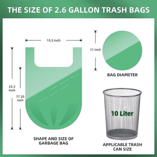 2.6 Gallon Trash Bag 150 Count, Unscented Strong Handle Tie Garbage Bags Fit 10 - Image 2