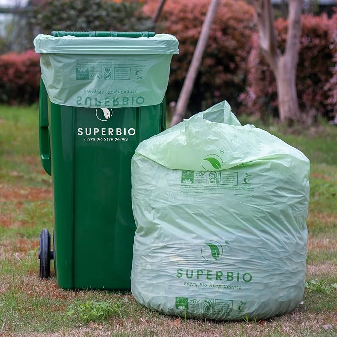 SUPERBIO 33 Gallon Compostable Yard Waste Bags, Lawn & Leaf Bags, ASTM D6400 - Image 2