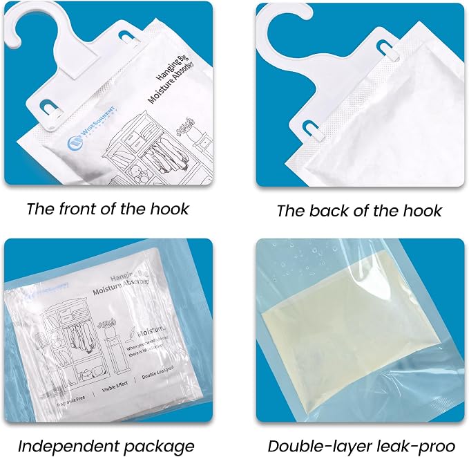 Moisture Absorber Hanging Bags 6 Pack - 7 oz Fragrance-Free Dehumidifier - Image 5