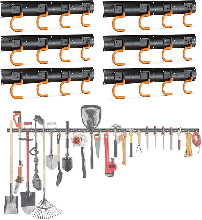 3-H 6×16" All Metal Garden Tool Organizer, Garage Tool Organizer, Broom Holder by 3-H