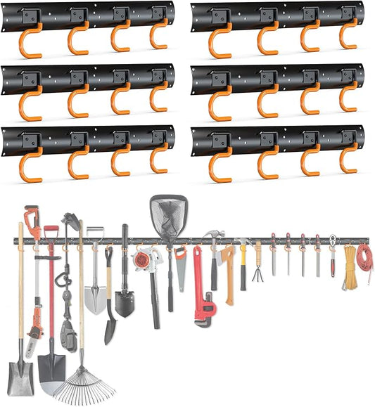3-H 6×16" All Metal Garden Tool Organizer, Garage Tool Organizer, Broom Holder by 3-H