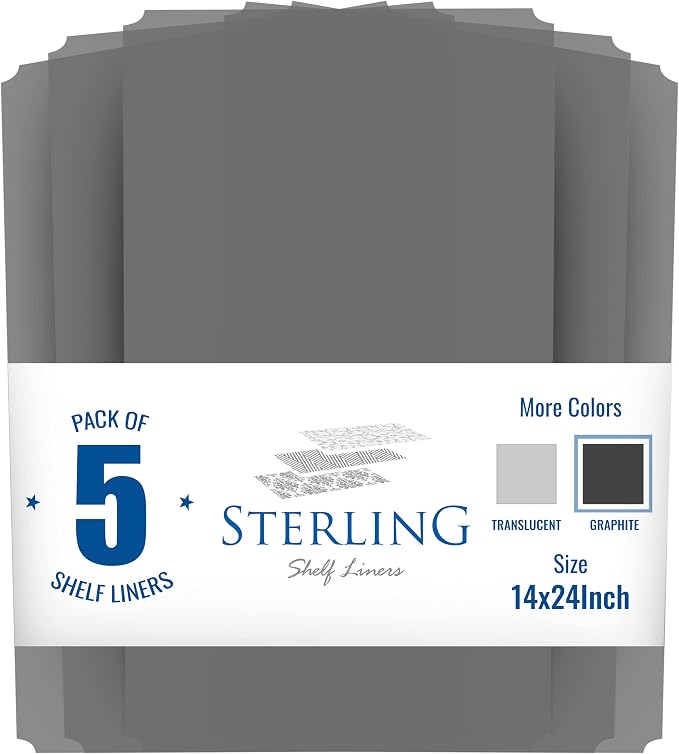 Shelf Liners for Wire Shelf System: Set of 5 in Graphite: 13.4 x 23.2 inch: - Image 2