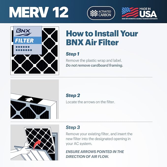 BNX TruFilter 20x22x1 MERV 12 Odor Defense AC Furnace Air Filter - Image 8