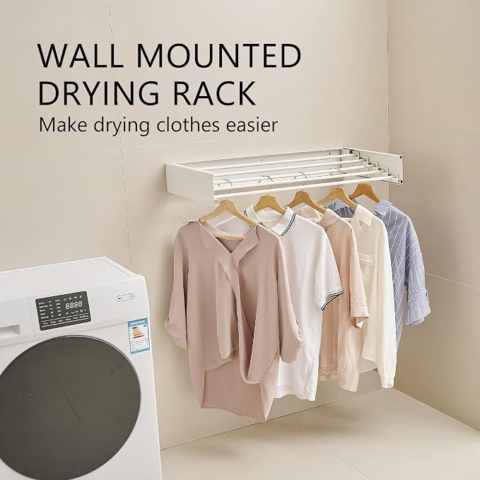 JOOM Laundry Drying Rack Collapsible, Wall Mounted Clothes Drying Rack - Image 2