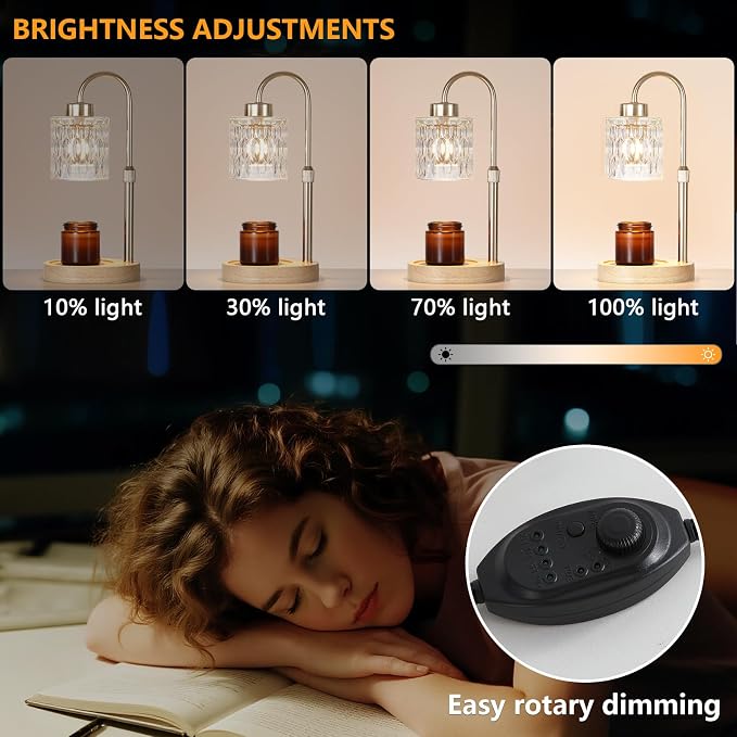 Gold Candle Warmer Lamp with Dimmer and Timer, Home Decor Lamp - Image 6