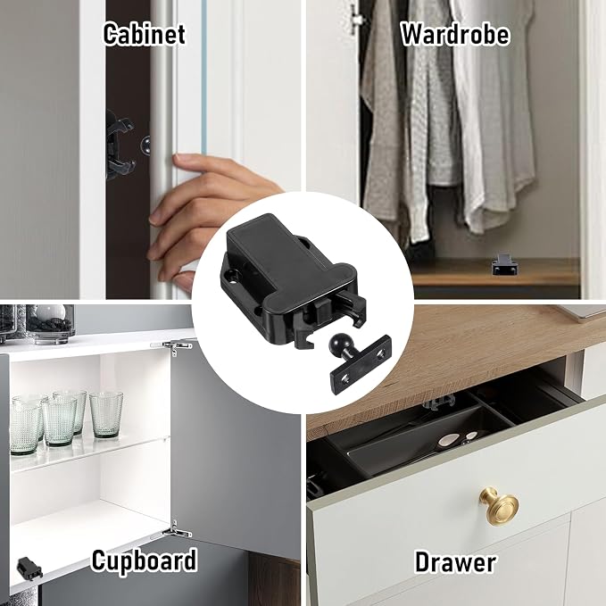 4Pack Push Latches for Cabinets, Push to Open Catch Lock, Safe Rebound - Image 3