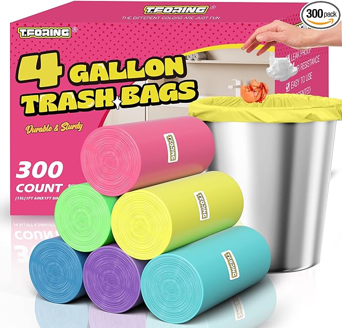 300 Count 4 Gallon Small Trash Bags by TFORING%C2%AE