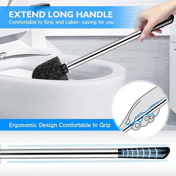 Toilet Brush and Holder 2 Pack, 304 Stainless Steel Toilet Brush - Image 4