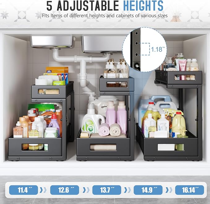 1 Pack 19IN Depth Under Sink Storage Organizer, Large 2-Tier Elegant Mesh Pull - Image 4