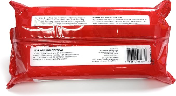 HandyClean Rinse-Free Food Contact Sanitizing Wipes Pouch - Image 4