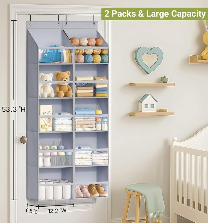 AOODA 2 Pack Over the Door Organizer, Large Capacity Closet Door Hanging - Image 2