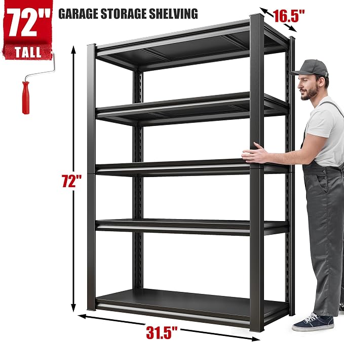 Raybee Storage Shelves 2000LBS Garage Shelving Heavy Duty, 5-Tier Adjustable - Image 3