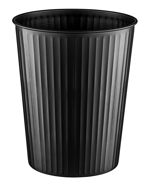 Monarch Abode Black Handcrafted Ridge Embossed Metal Wastebasket by MonarchAbode