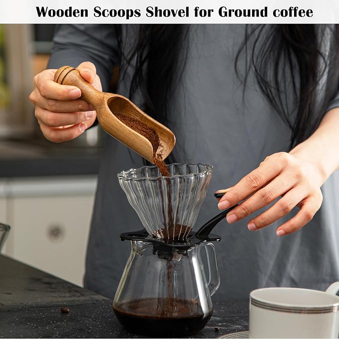 Wooden Scoops for Canisters 4PCS Wooden Scoop for Jars 4.9″Med-size Acacia - Image 6