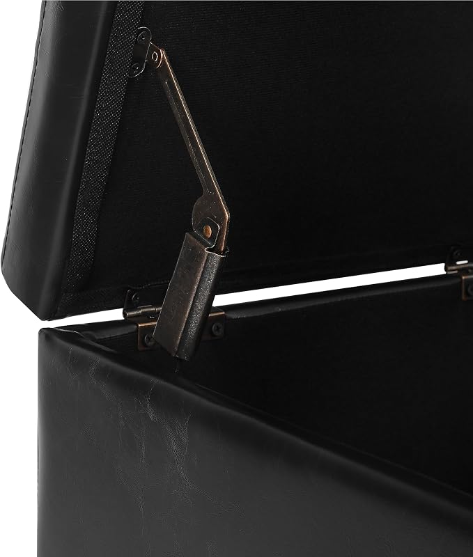 Adeco Faux Leather Storage Ottoman Bench - Image 7
