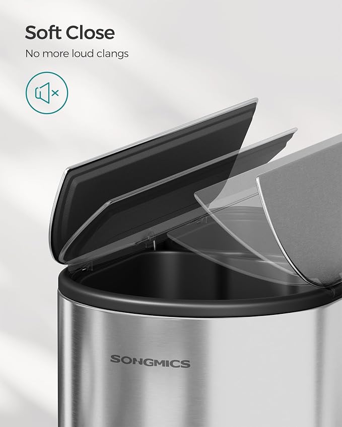 SONGMICS 13-Gallon Dual Kitchen Trash Can, 5.3 and 8 Gallon Compartments - Image 5