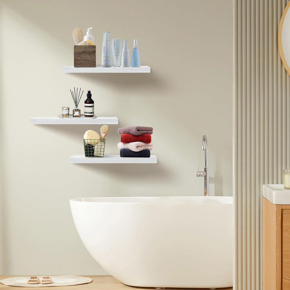 Upassion Floating Shelves for Wall Set of 3, 24" White Wall Shelves for ...