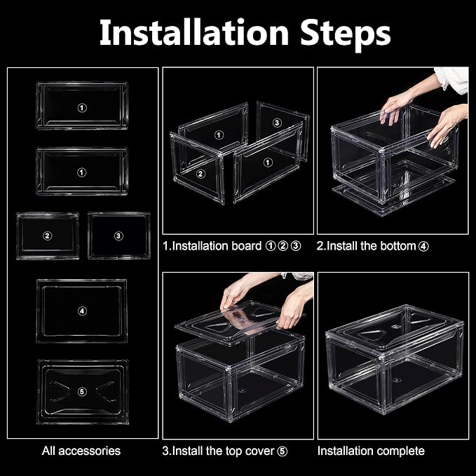 6 Pack Acrylic Shoe Boxes, Ultra Clear Shoe Boxes Stackable, Shoe Storage Box - Image 6