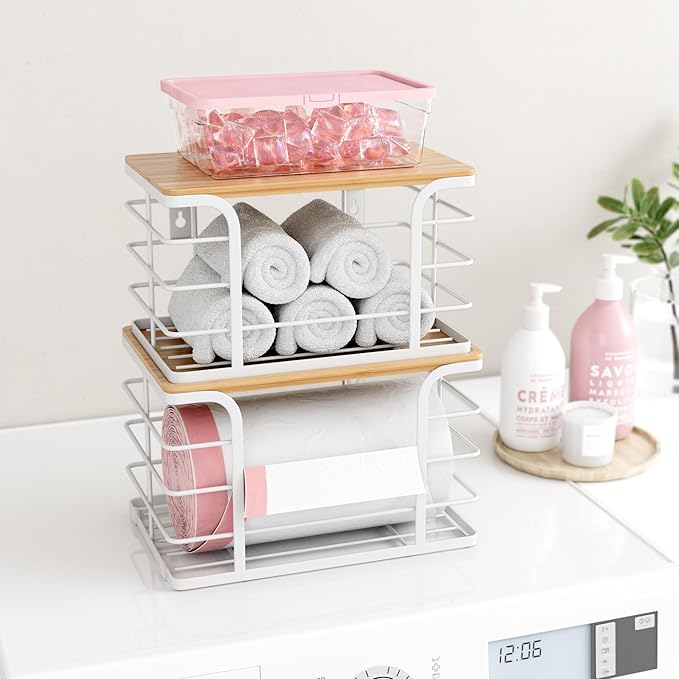 2 Pack Extra Large Stackable Pantry Organizer, Wall Mount Garbage Bag Holder - Image 5