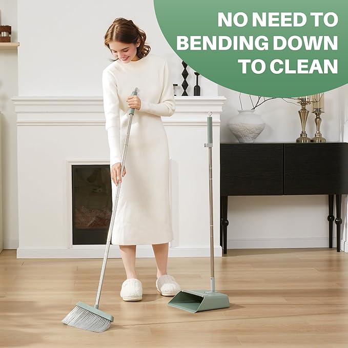 JOYMOOP Dark Teal Green Broom and Dustpan Set - Image 2