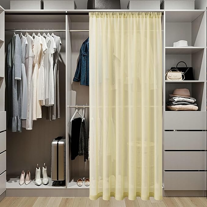 Tollpiz Sheer Door Curtain Closet Linen Textured Curtain Sheers Doorway Light - Image 3