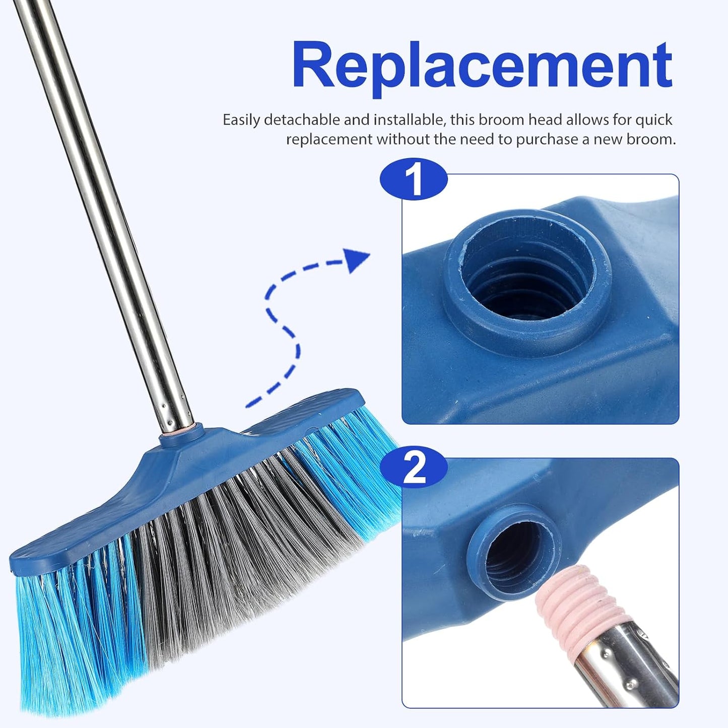 SUPVOX Replacement Broom Head Soft Bristle Broom Part for Household Cleaning Tools Suitable for Indoor Floor and Kitchen Use