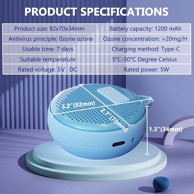 Refrigerator Deodorizer, Fridge Odor Absorber, Mini USB Rechargeable Ozone Odor - Image 5