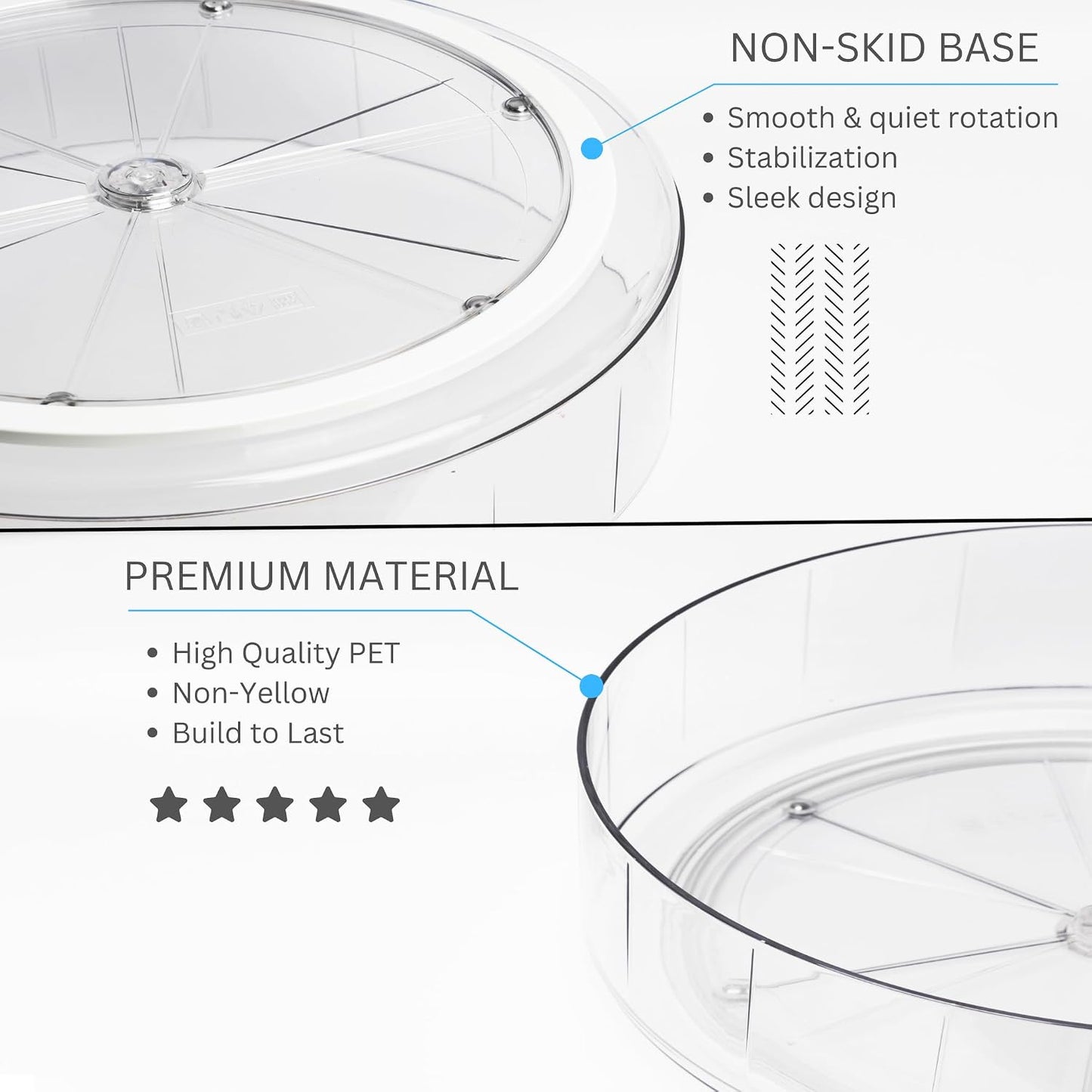 NOSTALGIQ Set Lazy Susan - Lazy Susan Organizer 2-Pack - Rotating Cabinet & Spice Rack, Clear