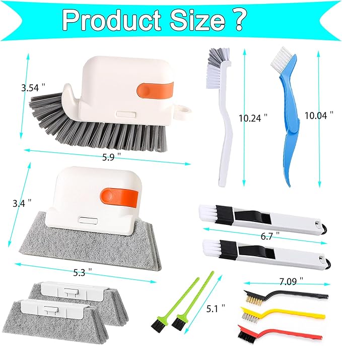 13pcs Window Groove Cleaning Brush Kit, Magic Window Track Cleaner, Crevice - Image 3