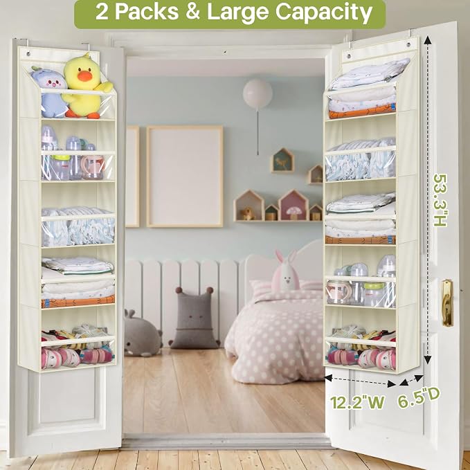 AOODA 2 Pack Over the Door Organizer, Large Capacity Closet Door Hanging - Image 2