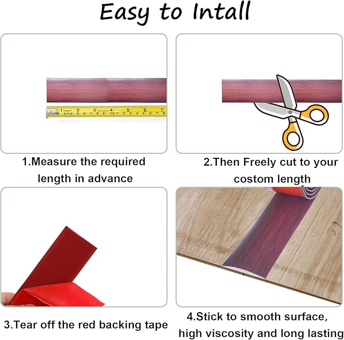 Floor/Door Flat Transition Strip & Self Adhesive Floor Vinyl Floor Edge Trim - Image 3