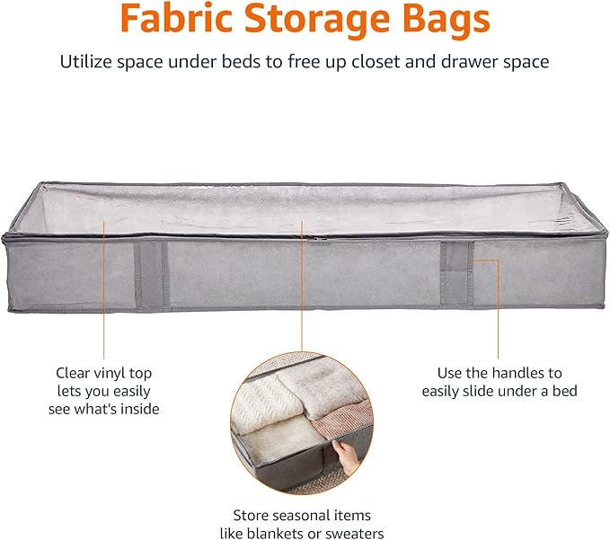 Amazon Basics Under Bed Fabric Zipper Blanket Storage Container Bags - Image 2