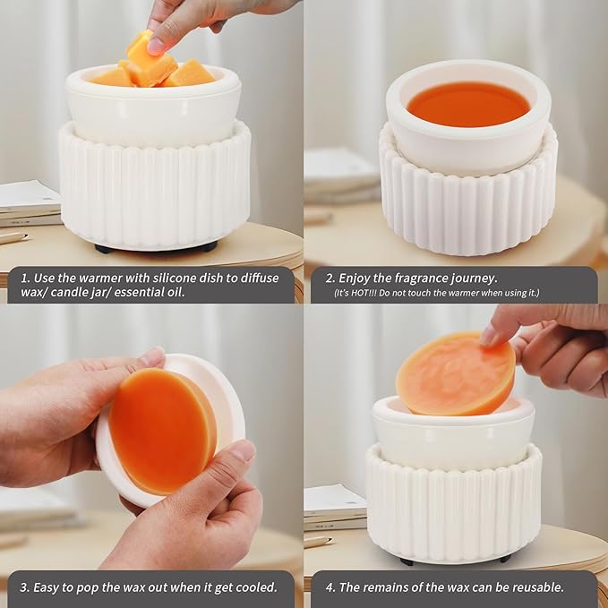 Ceramic Wax Melt Warmer with 1 pc Silicone Dish Candle Warmer - Image 5