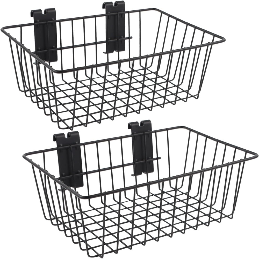 Polmart Heavy Duty Gridwall/Grid Panel Basket, Black (2-Pack)