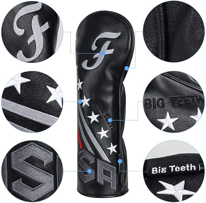 Big Teeth Golf Cover USA Stripe and Star Headcover Covers, Driver Fairway Wood - Image 4