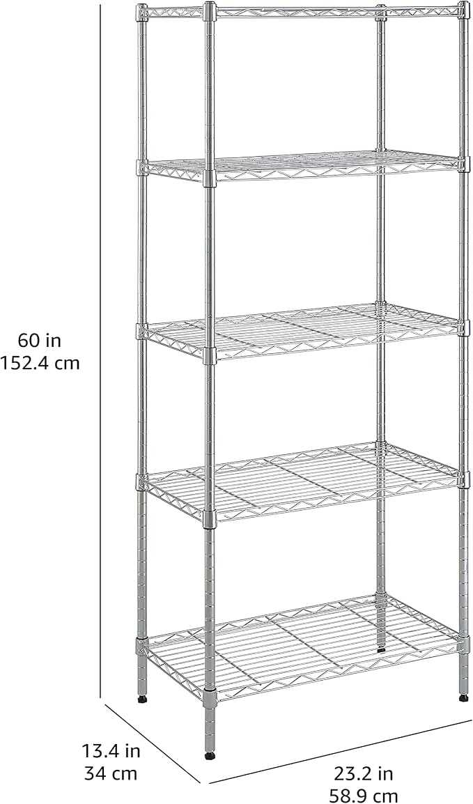 Amazon Basics 5-Shelf Adjustable, Storage Shelving Unit, Steel Organizer Wire - Image 9