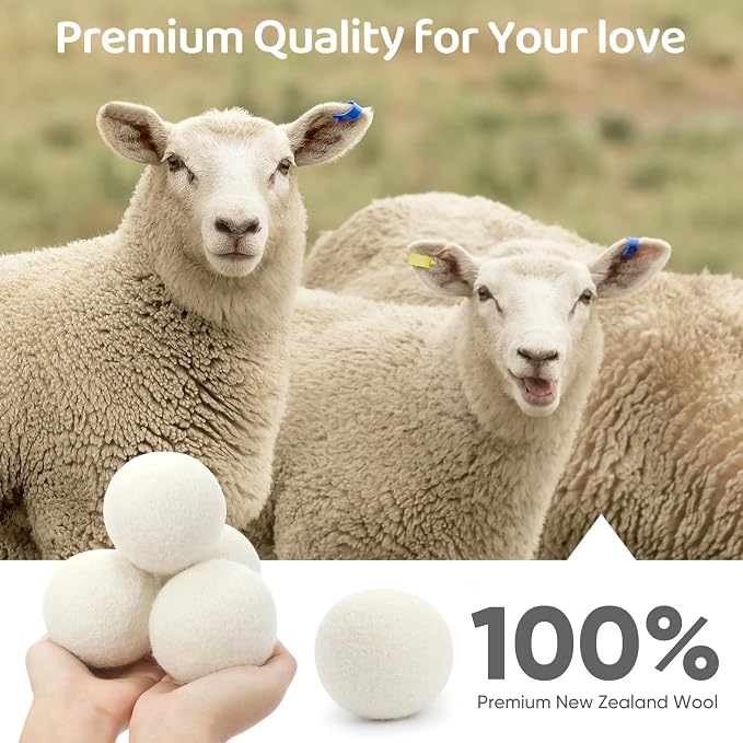 Wool Dryer Balls 6 Pack, Natural Fabric Softener, Dryer Balls Laundry Reusable - Image 3