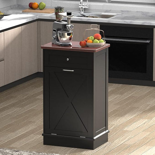 Betterhood Tilt Out Trash Cabinet 10 Gallon Wooden Free Standing Laundry Sorter by Betterhood